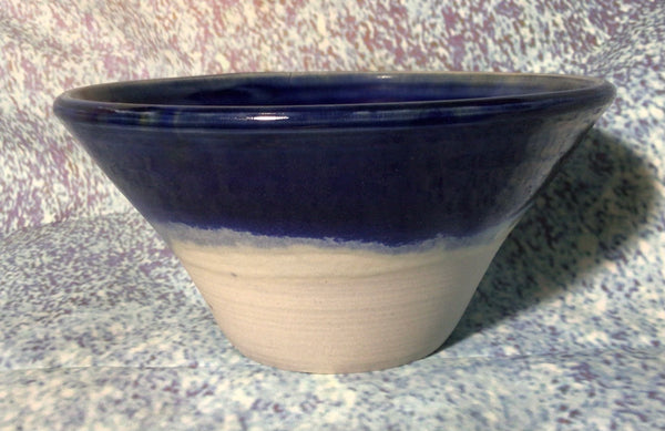 Plant pot, flared, midnight blue over oatmeal