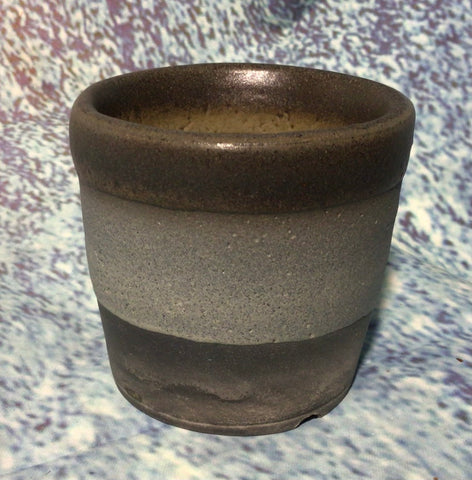 Plant pot, small, burnt meteorite glaze